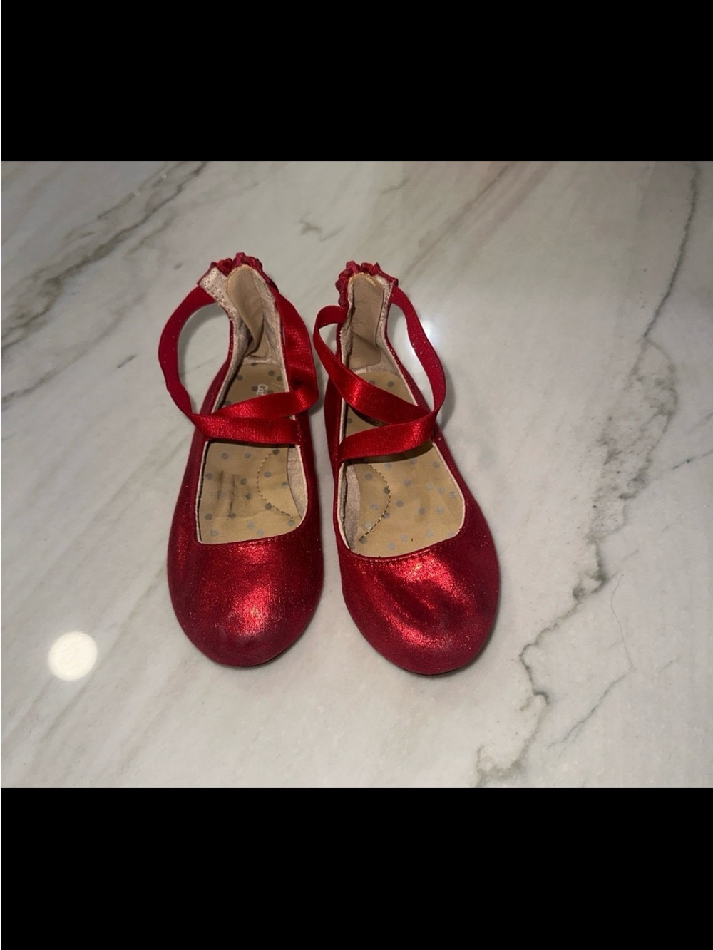 Cat & jack red holiday flats 8c